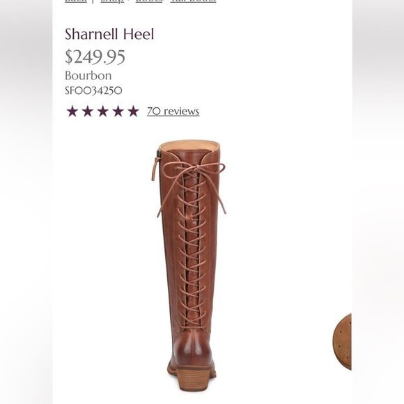 Sofft tall brown cognac leather Sharnell Heel boots lace tie back 8.5 - Picture 13 of 13